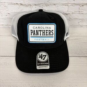 Carolina Panthers '47 Trucker Cap Hat SnapBack  Mesh Back Black White NEW
